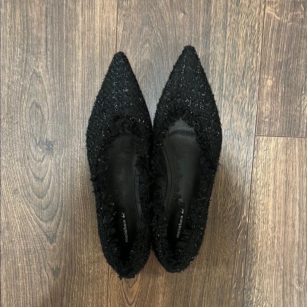 Madison Black Textured Women's Flats